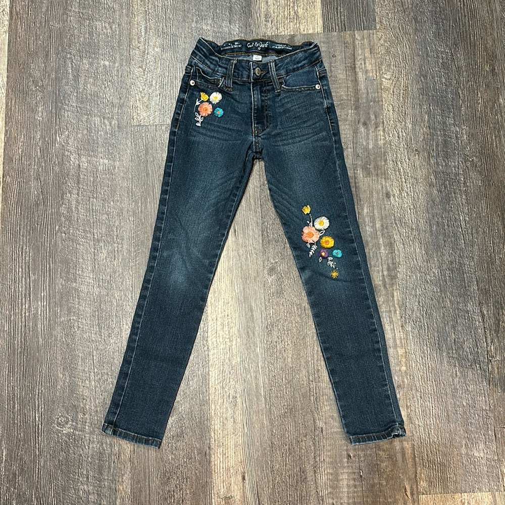 Cat & Jack Flower Appliqué Skinny Jeans - 7